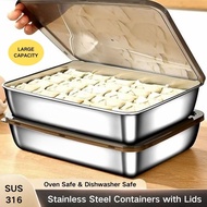 316 Stainless Steel Food Tray Fresh Keeping Box With Cover Large Capacity Food Storage Container Sta