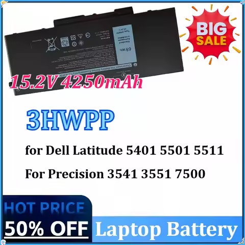 15.2V 4250mAh New 3HWPP Laptop Battery for Dell Latitude 5401 5501 5511,For Precision 3541 3551 7500