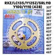 [428] RXZ LC135 RXS Y125 SRL110 Y100 REAR SPROCKET MCS 428 GOLD HARDEN STEEL SPOKET BELAKANG BESAR (
