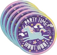 Happy Birthday Plates Colorful Rainbow And Unicorn Dessert Plates Party Supplies Includes 24 7" Plat