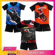 (HARGA BORONG) KIDS MOTOR GP T-SHIRT SET 2 IN 1 RACING BIKER JERSEY FULL PRINT (BAJU T-SHIRT SET MOTOR GP BUDAK)