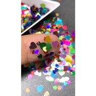 Ultra thin 3D heart glitter 12 colors (mix large and small) - nail decoration, eboxy, fabric appliqu