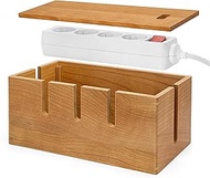 Elitzia Wood Cable Tidy Box Large Desk Cable Management Box Cord Wire Organiser for Hiding Messy Cab