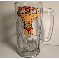 Vintage Glass 1985 WWF WWE Hulk Hogan SportsTITAN 32 oz Glass Mug Hulkamania HULKSTER