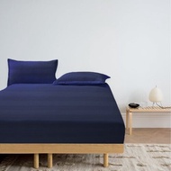 Premium Cotton Fitted Bedsheet Stripe Cadar Single Queen King Size Bedding Set 2in1 4in1 Getah Kelil