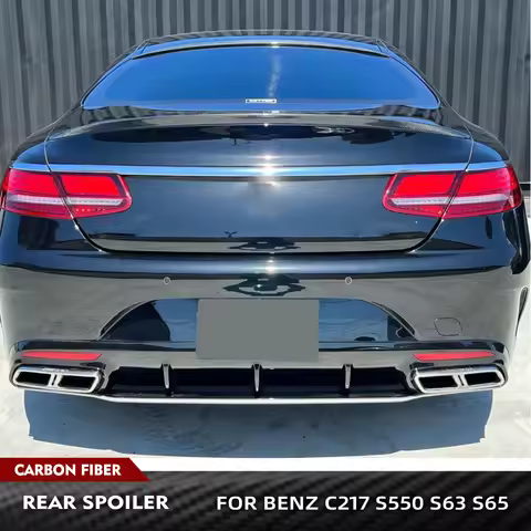 For Mercedes Benz S-Class C217 S550 S63 S65 Coupe Rear Trunk Lip Carbon Fiber/FRP Black Car Rear Tru
