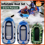 INTIME Kayaking - 4 Person PVC Rubber Inflatable Boat Thickened Portable Kayak Fishing Boat Rescue E