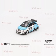 {{Vivi toys }} MINIGT 1:64 ABARTH 595 LBWK blue alloy car model 360303 VHJT