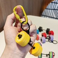 Fitness backpack pendant Fitness equipment series dumbbell barbell keychain Car keychain Gift