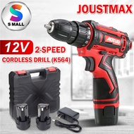 S MALL JOUSTMAX 12V Cordless Drill Mini Screwdriver Double Speed Two Lithium-Ion Battery Drill - K56