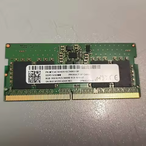 Micron DDR5 SODIMM 8GB 5600MHz Laptop Memory 8GB 1RX16 PC5-5600B-SC0-1010-XT