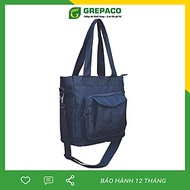 Túi Đeo Vai Nữ Grepaco Vải Tote Bố Canvas Cao Cấp Màu Đen Nhiều Ngăn Có Khóa Kéo Đeo Chéo Hoặc Xách 