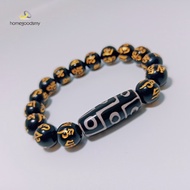 9 Eyes Natural Tibetan Dzi Bead Six Syllables Bracelet 九眼天珠 六字真言手链 情侣款