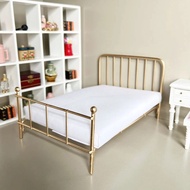 Trendy 1pc 1:12 Doll House Metal Dollhouse Bed Mini Doll Furniture Iron Frame Single Bed Mini Model 