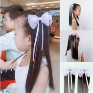 Wig Panjang Lurus Anak Perempuan, Rambut Palsu Sambungan Dengan Klip