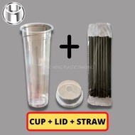 22OZ & 28OZ GIRAFFE CUP+LIDS+STRAW - BEKAS MINUMAN / CUP BOBA / CUP AIR BLEND - 25PCS
