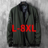 Jaket Pakaian Lelaki L-8XL Saiz Besar Jaket Besbol Kasual Longgar Pakaian Luar