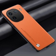 Luxury PU Leather Case For Vivo iQOO 12 Pro 12Pro Back Cover Matte TPU Silicone Protection Phone Cas