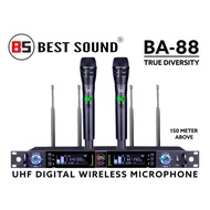 BS BEST SOUND BA-88 True Diversity UHF 2ch Handheld Wireless Microphone System Karaoke Singing Wirel