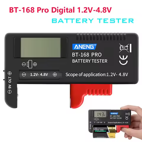 BT-168 PRO Digital Battery Tester For 1.2V to 4.8V AA AAA Alkaline Battery CR2032 LR44 Button Batter