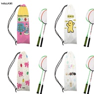 WALKIE Animie Kawaii Cartoon Graffiti Portable Badminton Racket Bag Tennis Racket Protection Drawstring Bags Fashion Velvet Storage Bag Case Outdoor Sport Accessories