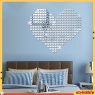 {stylishlife} 100Pcs 3D Love Mirror Effect Heart Shaped Wall Sticker Decal Home  Art DIY