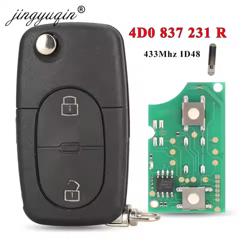 jingyuqin 4D0837231R Remote Key 433Mhz ID48 Chip For Audi A3 A4 A6 A8 TT 2 Button Flip Folding Car K