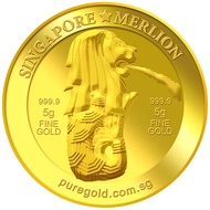 999.9 Pure Gold | 5g SG Merlion Fountain Gold Medallion