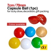 70mm 7cm Solid Color Empty Capsules Ball Plastic Lucky Draw Ball Gacha Gashapon Ball for Party Games