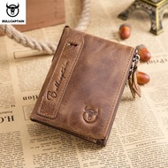 BULLCAPTAIN Vintage Men's Leather Wallet RFID Ftion Card Zipper Zero Wallet Multiftional High Quality Leather Wallet QB06