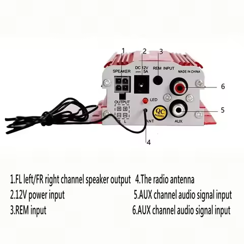 for Kinter MA-700 Auto Car 2 Channels Audio AMP Amplifier Support USB MP3 FM Input with Remote Contr