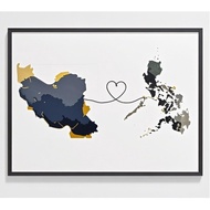 Saudi Arabia to Philippines Print, Filipino Gift, Gap Year Gift , Canvas Wall Art Print Home Decor，B