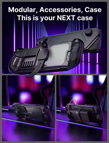 JSAUX PC0104 ModCase for Steam Deck OLED,Protection Case with Front Cover,Back Shell,Metal Bracket a