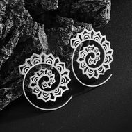 ♠AWESOME♠ Retro Religious Rotating Lotus Earrings for Women Hypoallergenic Stainless Steel Earrings 