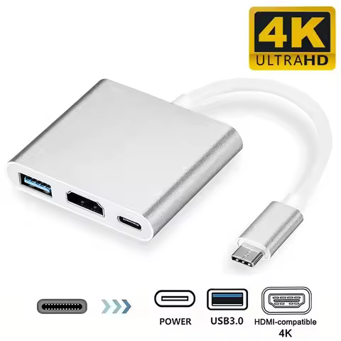 3 In 1 4K Type C To HDMI-compatible USB 3.0 Type USB C Adapter USB C Cable Converter Thunderbolt 3 S