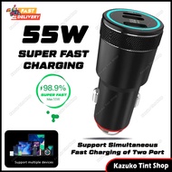 55W Super Fast Charging LED Dual USB C USB L Type C Car Charger Adapter PD QC Accessories 3 Port Lig