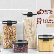 E6B7 Plastic Dry Food Container, Transparent Plastic Cereal Container with Sealed Moisture-Proof Lid