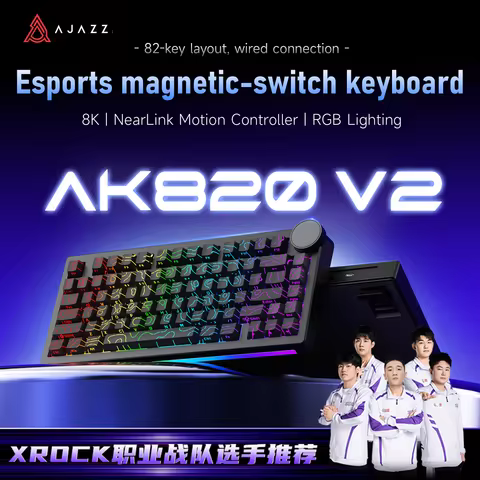 AJAZZ AK820V2 Magnetic Hall Effect Ice Island Wired Gaming Keyboard with Starry Flash, Low Latency,