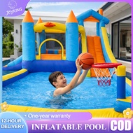 Inflatable Swimming Pool with Castle Slide and Children's Trampoline Bouncing 60s Fast Inflation