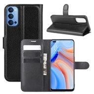 Kickstand Leather Phone Case For OPPO Reno 4 Reno4 Pro 4G 5G F SE Lite Flip Case