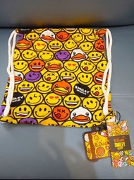 /小童成人合用) 絕版 B duck 黃鴨黃色smiley 哈哈笑索繩厚料背囊背包 drawstring bag backpack