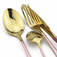 16Pcs/24Pcs Pink Gold Tableware Knife Spoon Fork Dinner Set 304 Stainless Steel Dinnerware Mirror Cutlery Set Kitchen Silverware