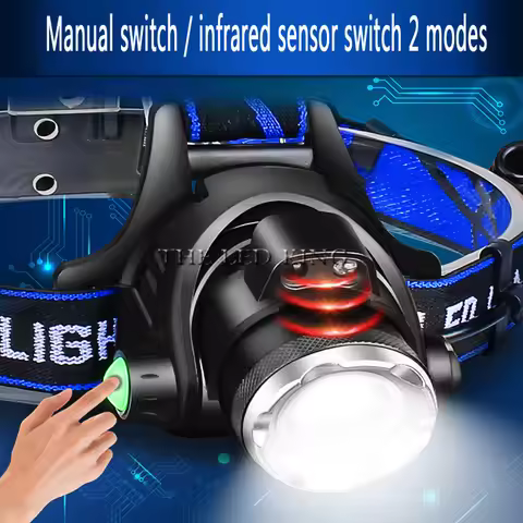 12000Lums IR Sensor Headlight USB Rechargeable Induction LED Headlamp L2/T6/V6 LED Head Light Lamp L