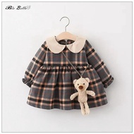 Kids Girls Dresses Rear Cartoon Infant Long Sleeve Princess Elegant Classic Birthday Party 1-4 Yrs Infantil Vestidos Clothing