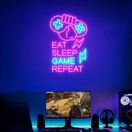 Game Neon Sign Light,Eat Sleep Game Repeat Neon Sign,Game Room Wall Decor, Game Room Neon Sign,Gamin