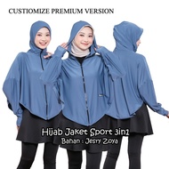 HJ001 Hijab Jacket Outer Sports 3in1 Premium Material Croptop Sporty Women Oversize Instant Sportswe