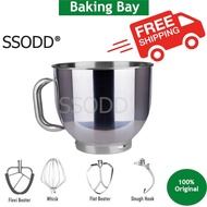 SSODD 6.5L Stand Mixer Accessories Flexi Beater  Dough Hook Egg Whisk Flat Beater Stainless Steel Bowl