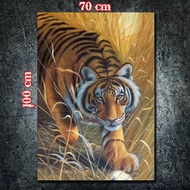 POSTER JUMBO UKURAN 100 X 70 CM TEMA HARIMAU / LUKISAN CETAK HARIMAU HR14 / POSTER CETAK HARIMAU / H