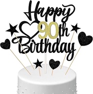 Conruich Happy Birthday Cake Topper 90th Birthday Man Woman Cake Decoration Happy 90th Birthday Cake