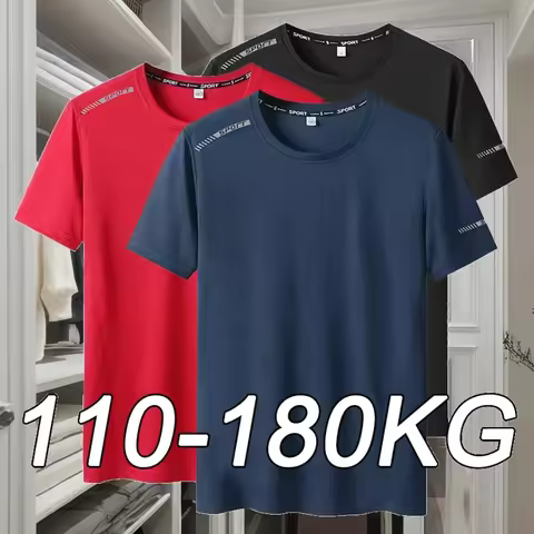 Plus Size 5XL 6XL 7XL Men's T-Shirts Quick Dry Short Sleeve Tees Gym Jerseys Fitness Trainer Running